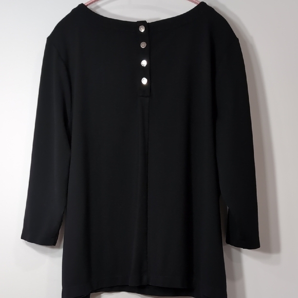 Chico's | Black Relaxed Boxy 3/4 Sleeve Blouse Size XL - Picture 7 of 7